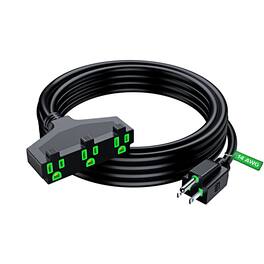 Maximm - Extension Cord 15 Feet, SJTW Extension Cord with Multiple Outlets, 14 Gauge ETL Listed - Black