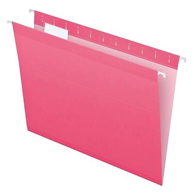 Front. Pendaflex - Pendaflex Reinforced Hanging File Folders, 1/5 Tab, Letter Size, Pink, 25/Box (04152 1/5 PIN) - Pink.