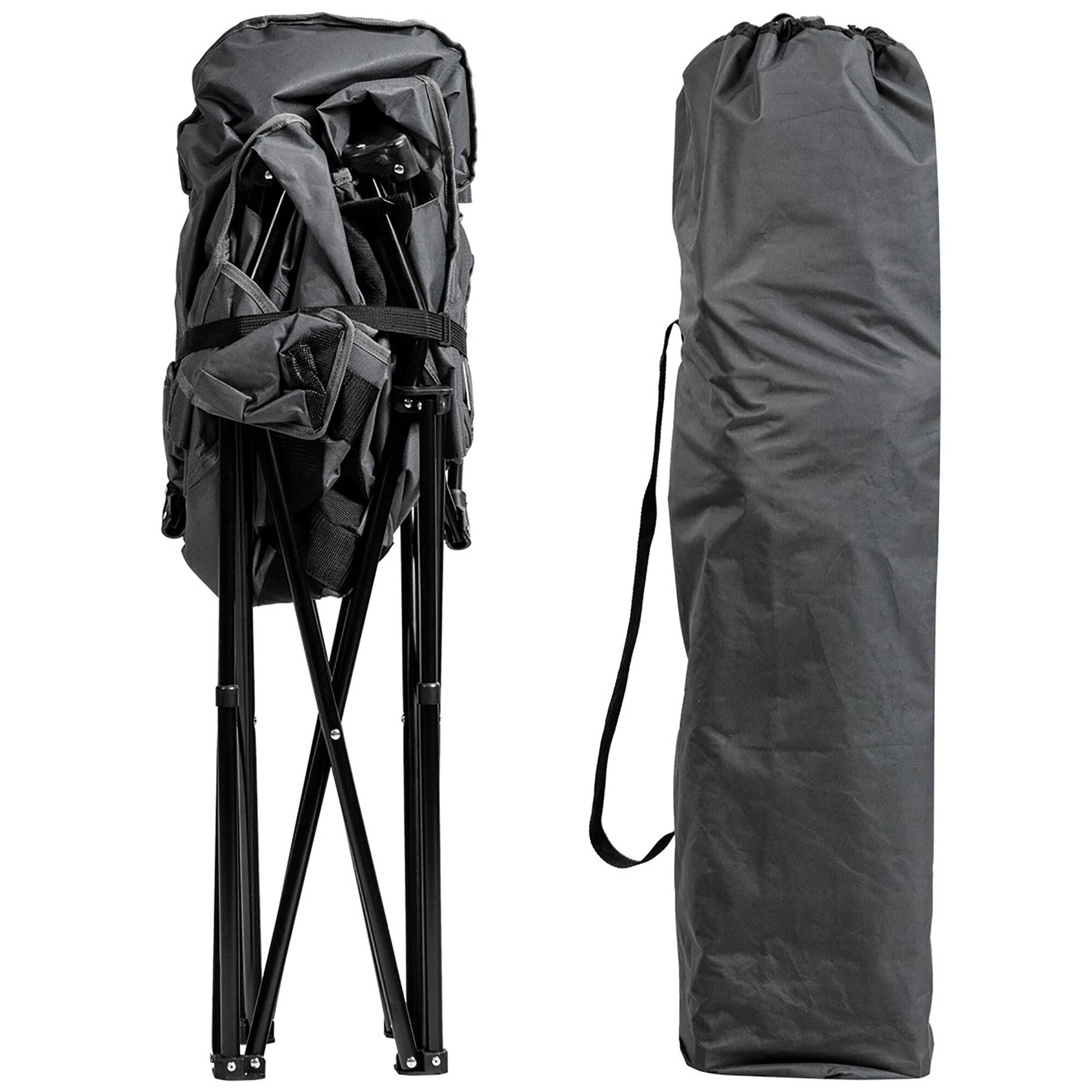 Alt View 12. Costway - Folding Camping Moon Padded Chair with Carry Bag Cup Holder Portable Grey - Grey.