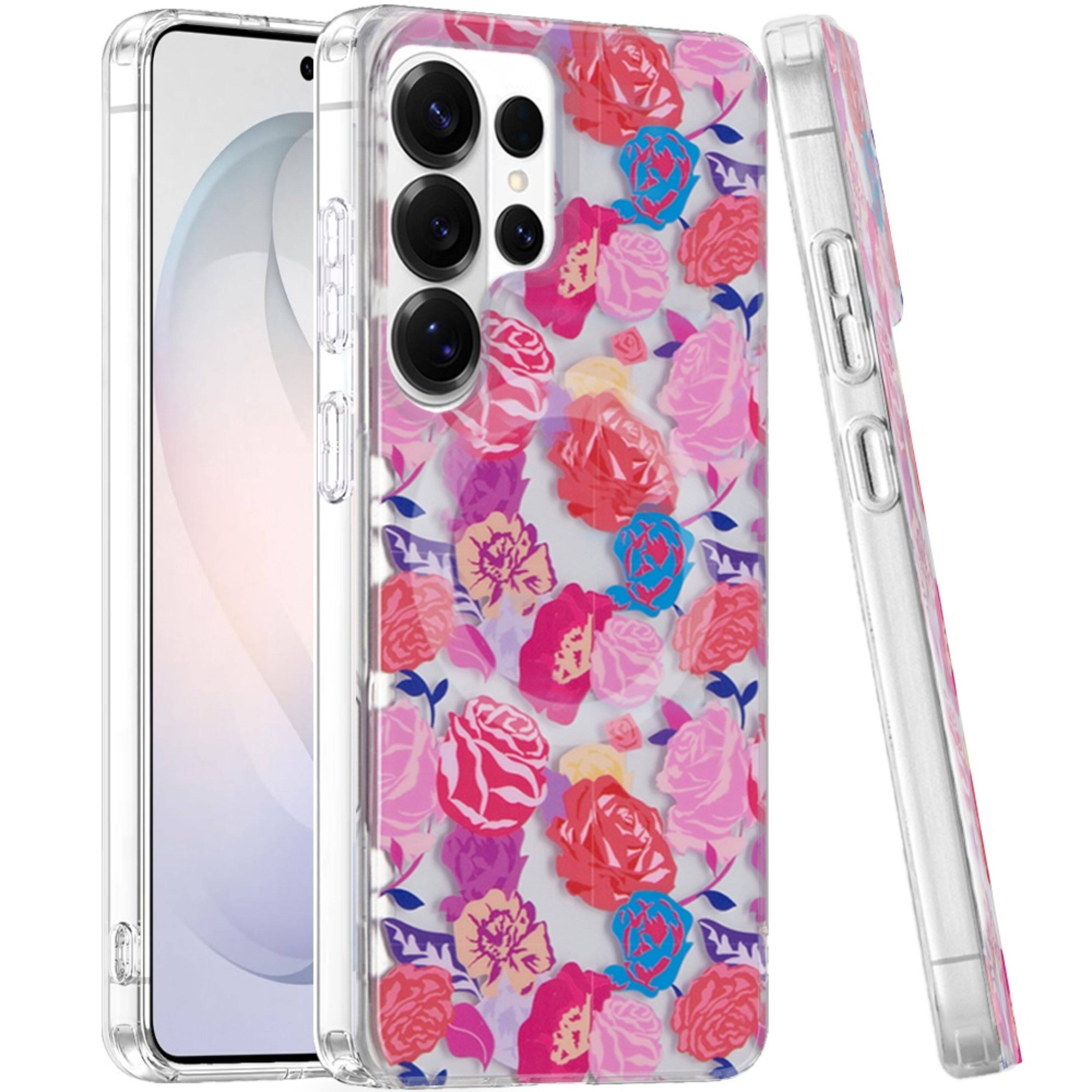 Angle. Kitcheniva - Dual Layer Magnetic Circle Case With Tempered Glass For Samsung Galaxy S26 Ultra Nocturne Rose - Multicolor.