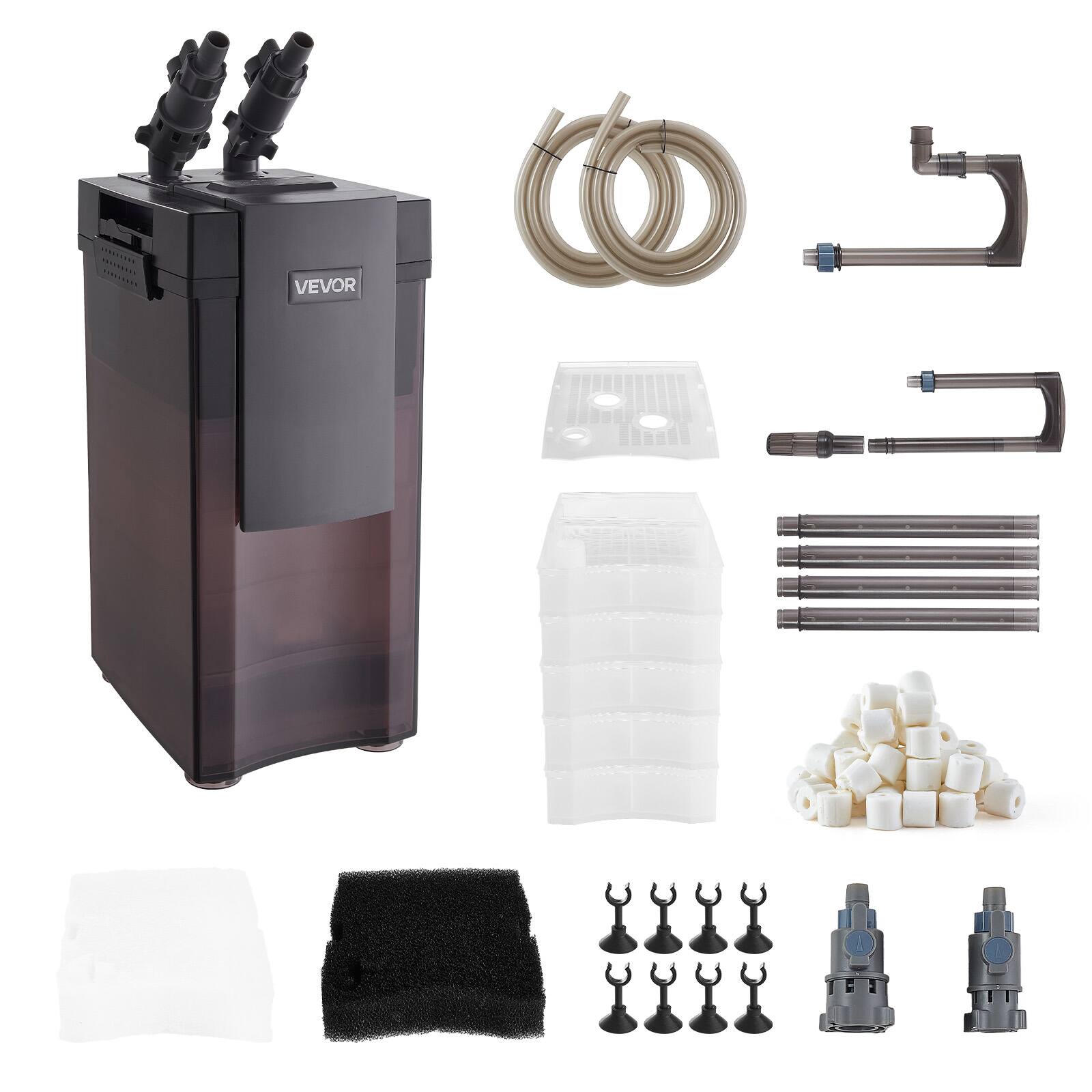 Alt View 5. VEVOR - 528GPH Canister Filter, 5-Stage External Aquarium Filter with Powerful Pump, Water Circulation Cleaning Machine - Black.