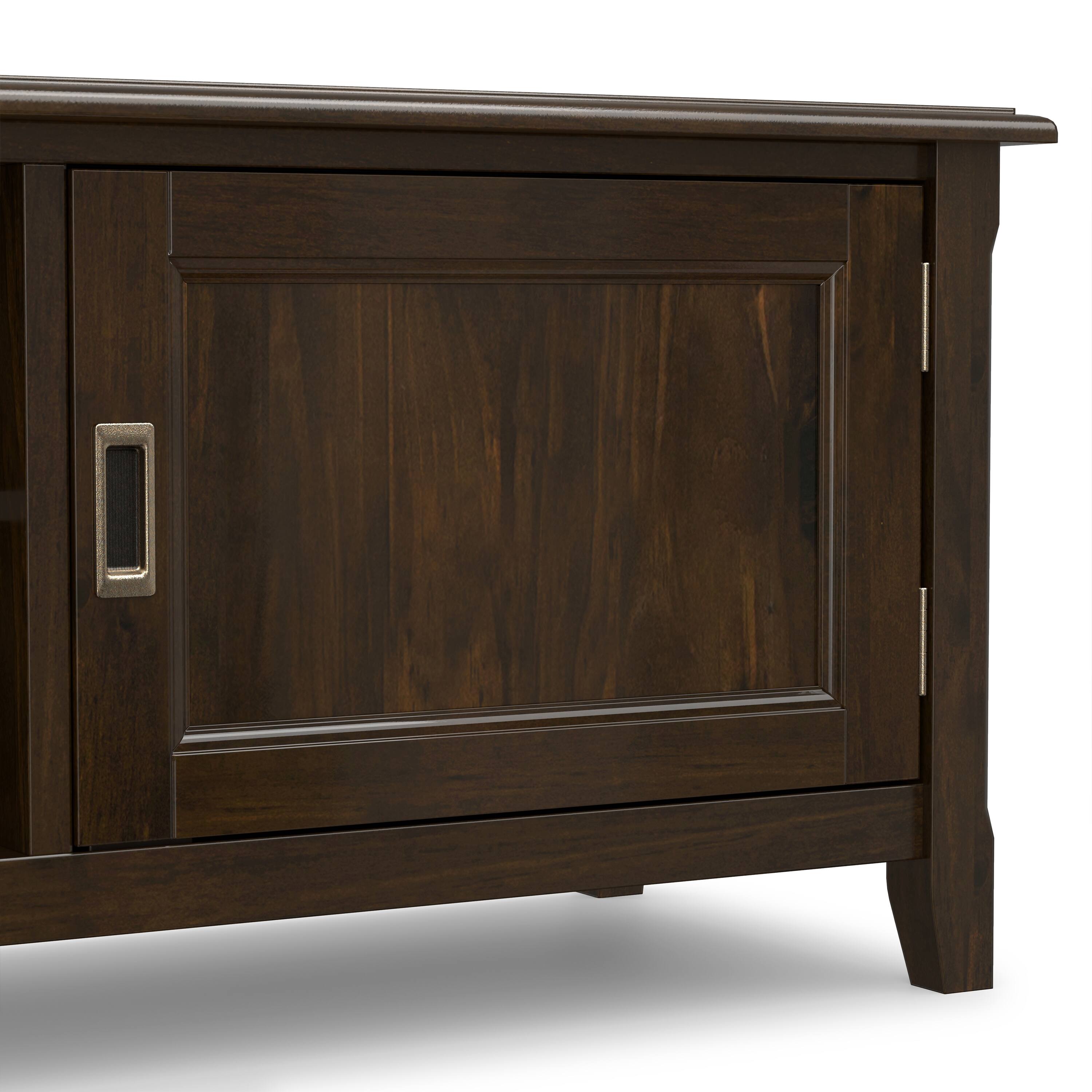 Alt View 6. Simpli Home - Simpli Home Burlington SOLID WOOD 72 inch Wide Transitional TV Media Stand - Mahogany Brown.
