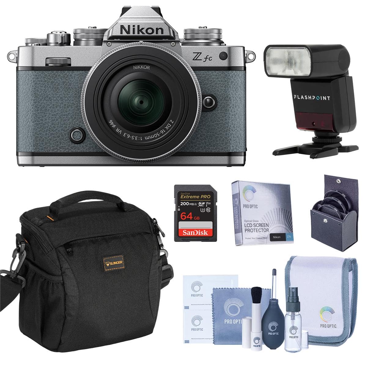 Bundle - Nikon - Z fc DX-Format Mirrorless Camera with NIKKOR Z DX 16-50mm f/3.5-6.3 VR Lens, Chalk Blue with Zoom-Mini TTL,