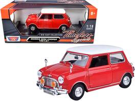 1961-1967 Morris Mini Cooper Top "Timeless Legends" 1/18 Diecast Model Car by Motormax - Red With White