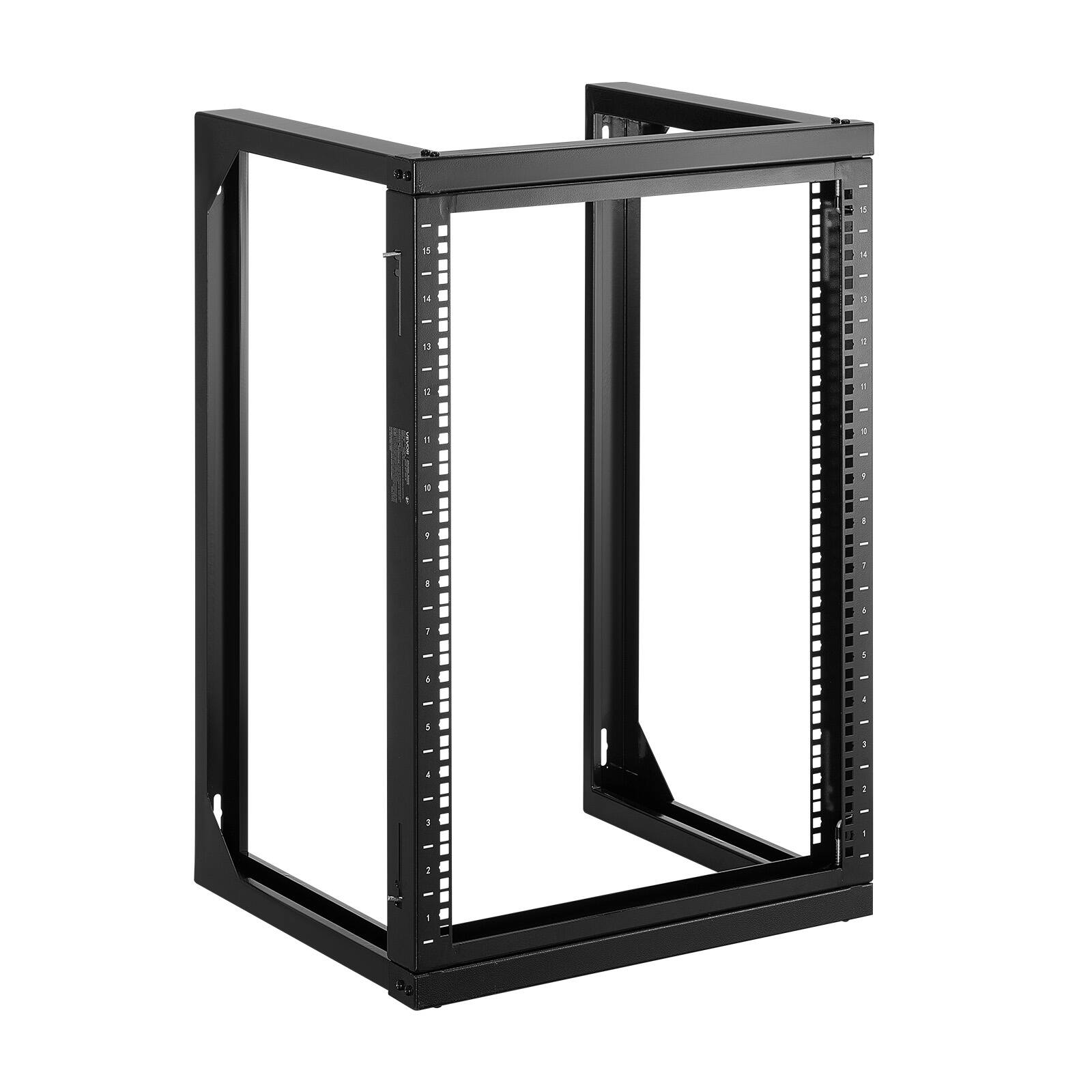 Alt View 5. VEVOR - 15U Wall Mount Server Rack, 150 lbs Max Load Capacity, Open Frame Network Rack with 180 Degrees Gate Swing, Carbon Steel - Black.