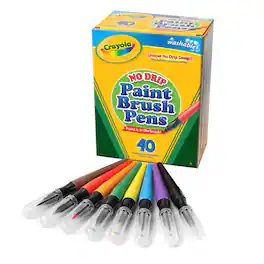 Crayola - No-Drip Washable Paint Brush Pens 8 Assorted Colors 40 Count