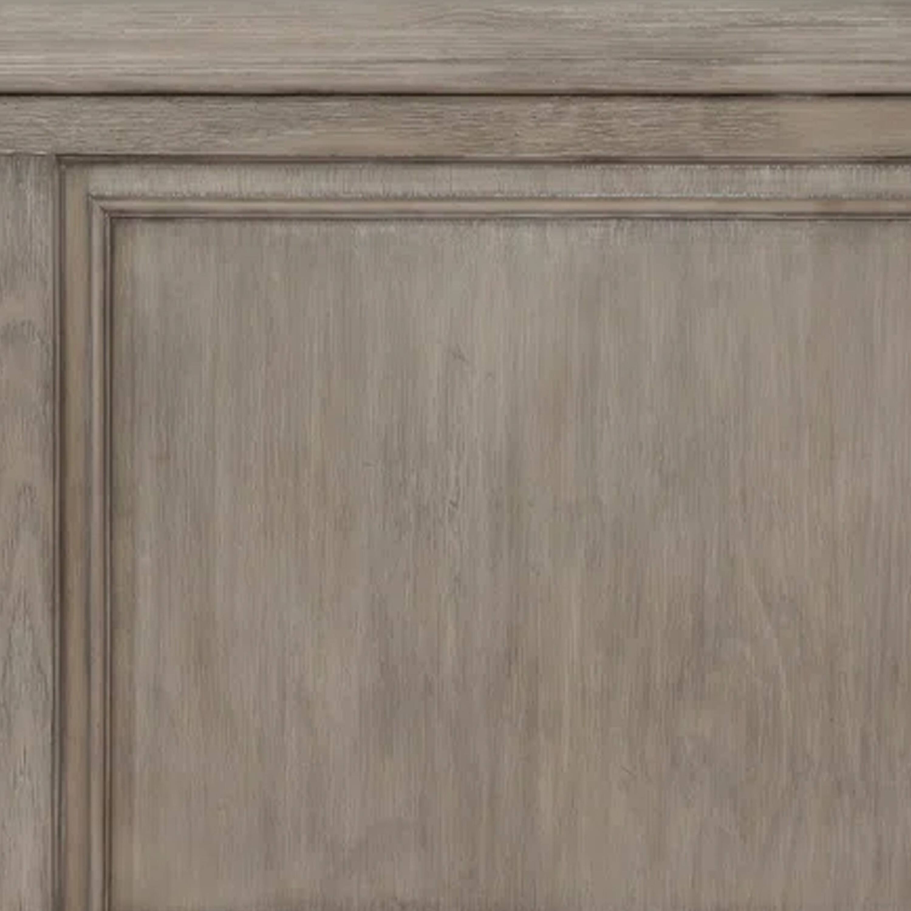 Alt View 2. Manhattan Lane - Ava Queen Bed with Footboard Storage and Bun Feet, Gray Solid Wood - Gray, Bronze.
