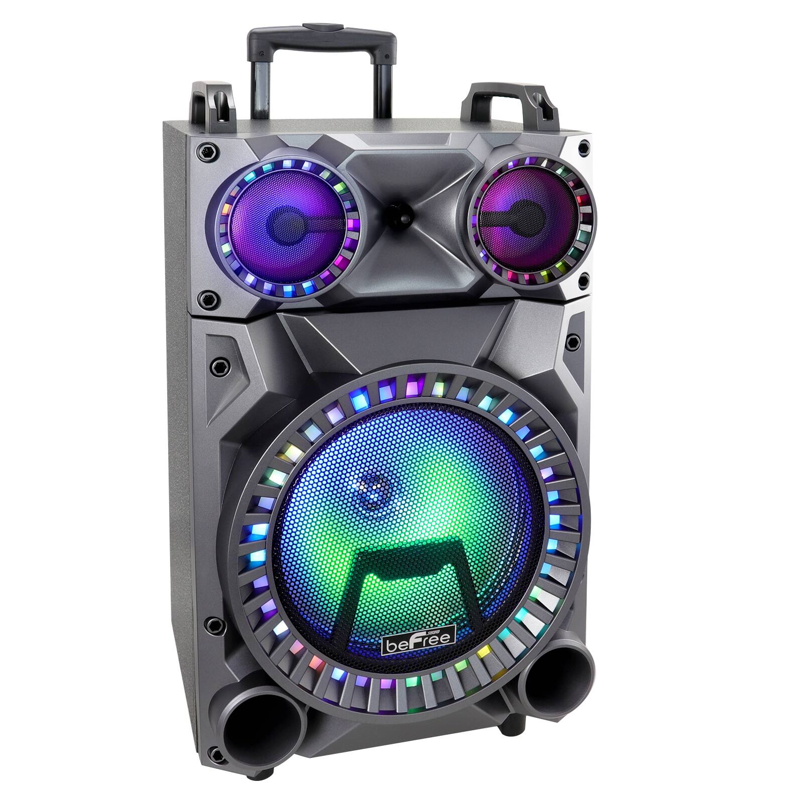 Alt View 2. beFree Sound - beFree Sound Rechargeable 12 Inch Bluetooth Portable Party Speaker with Party Lights, FM Radio and USB/TF Inputs - Black.