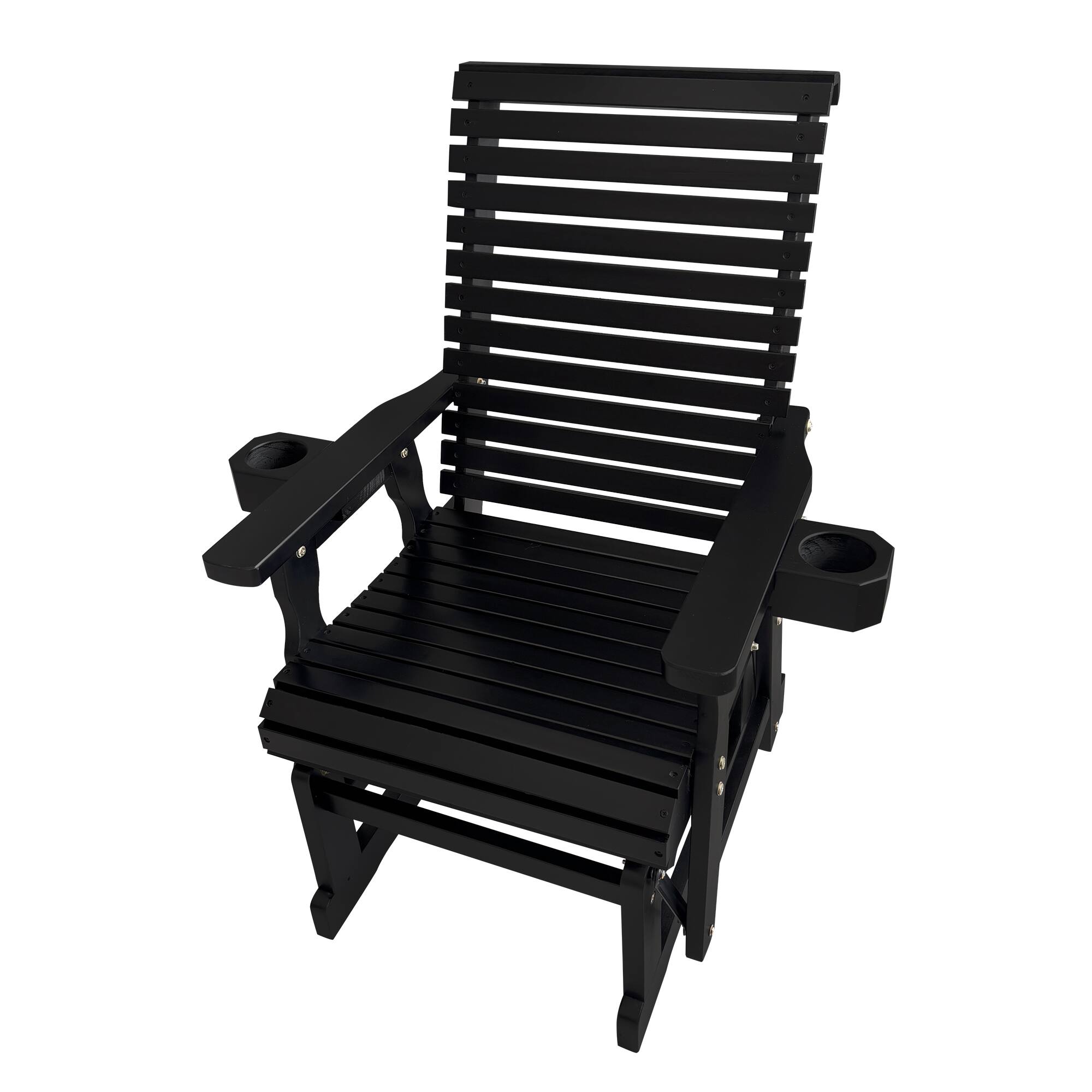 Alt View 4. Fortune Candy - Wooden Patio Glider w/High Back & Deep Contoured Seat, Solid Fir Wood, Heavy-Duty 600 lbs(1 Searter, 2 Pack) - Black.