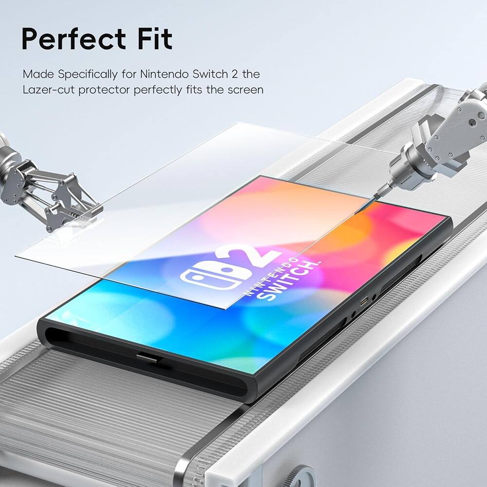 Perfect Fit

Made Specifically for Nintendo Switch 2 the Lazer-cut protector perfectly fits the screen