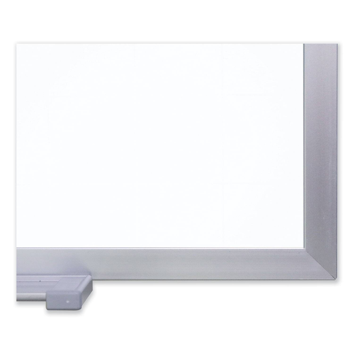 Left. Ghent - REMOVE - Magnetic Porcelain Whiteboard with Aluminum Frame, 60.5" x 48.5", White Surface, Satin Aluminum Frame.