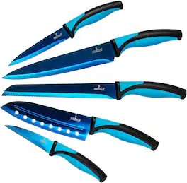 SiliSlick - Knife Set – Premium Kitchen Knives - Blue Handle | Blue Blade