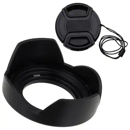 Front. Fotodiox - Reversible Lens Hood Kit with Cap for Lumix G Vario 14-42mm f/3.5-5.6 II APSH. MEGA O.I.S. Kit Lens - Black.