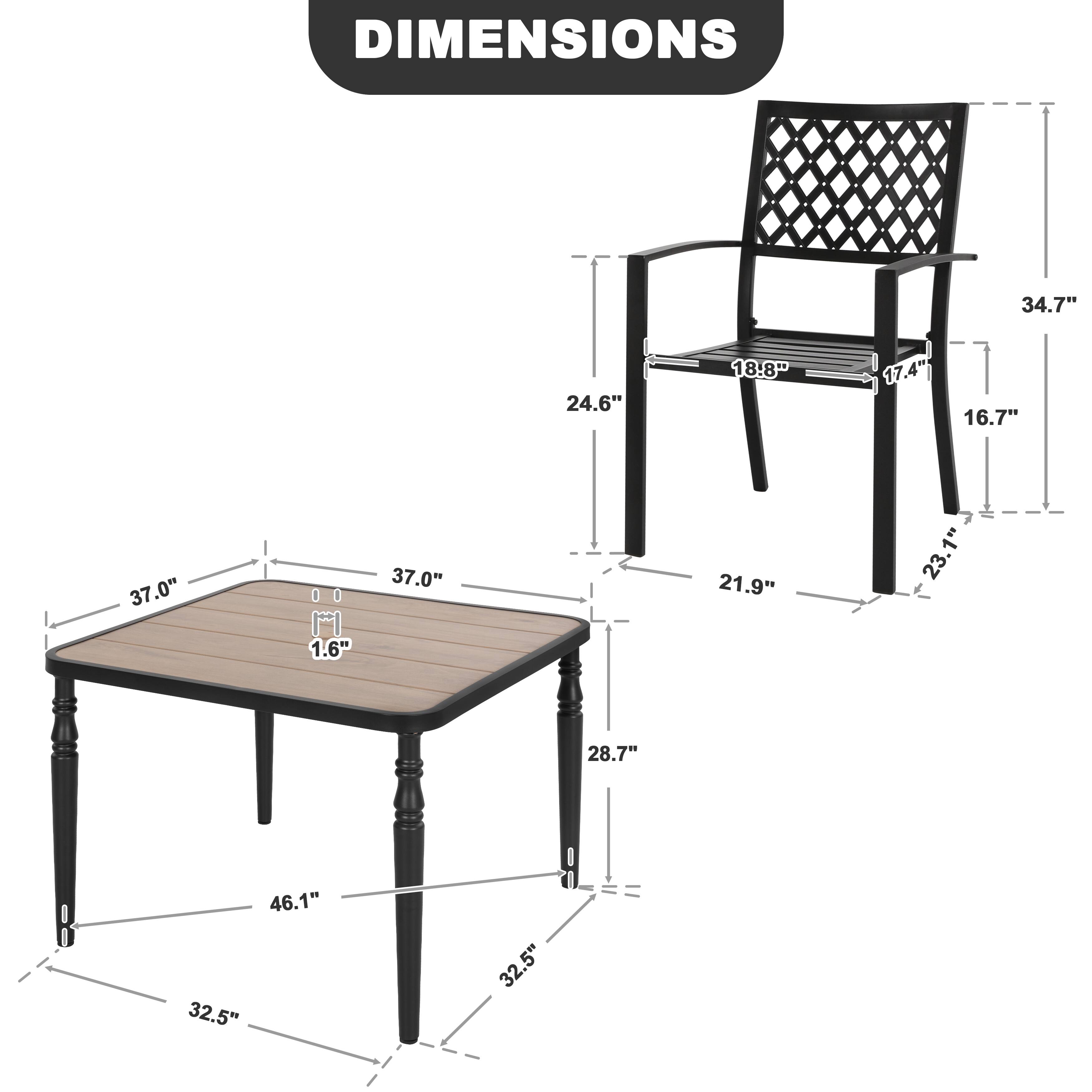 DIMENSIONS  
34.7" 24.6" 18.8" 17.4" 16.7" 37.0" D 1.6" 37.0" 21.9" 23.1" 28.7" 46.1" 32.5" 32.5"