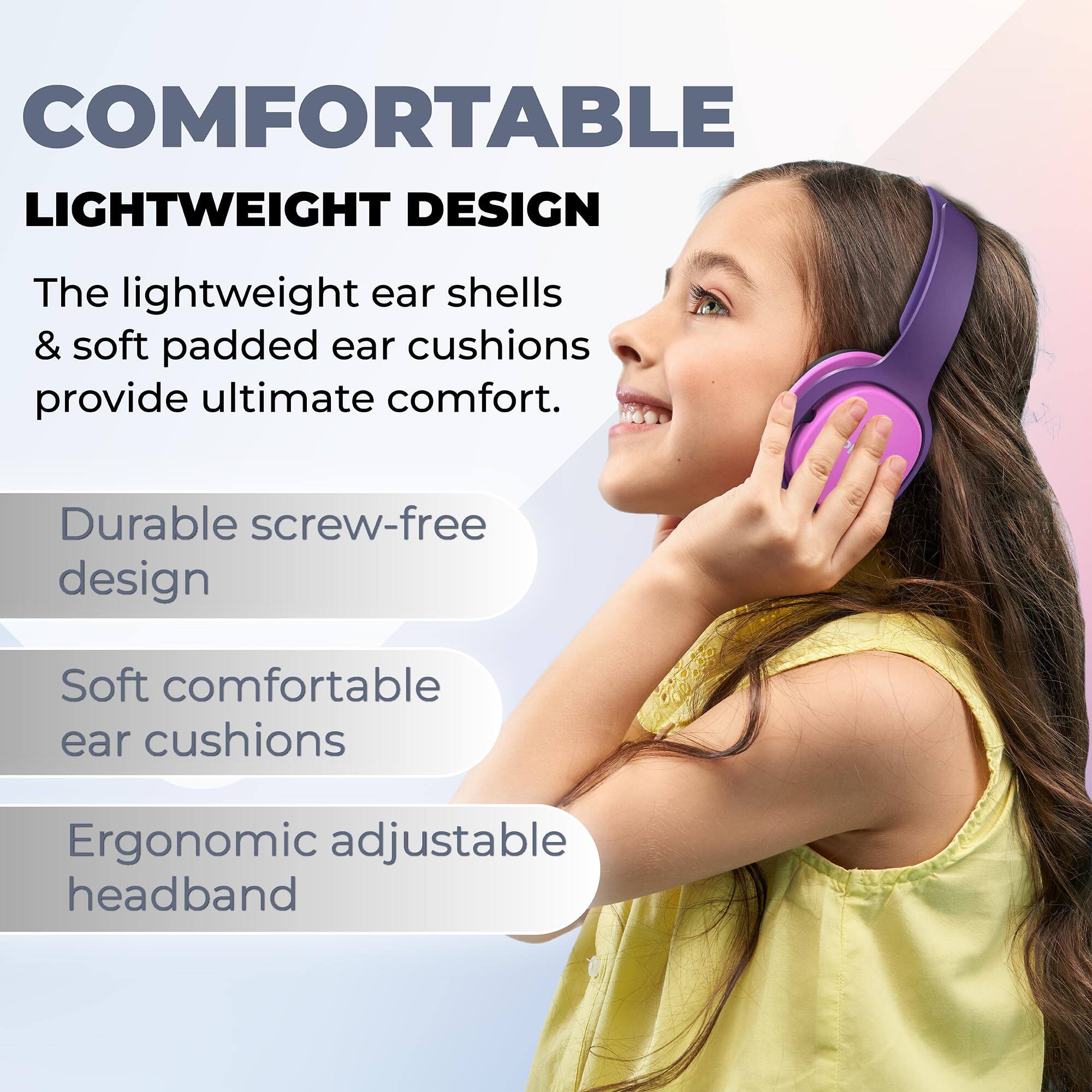 COMFORTABLE LIGHTWEIGHT DESIGN

The lightweight ear shells & soft padded ear cushions provide ultimate comfort.

- Durable screw-free design
- Soft comfortable ear cushions
- Ergonomic adjustable headband