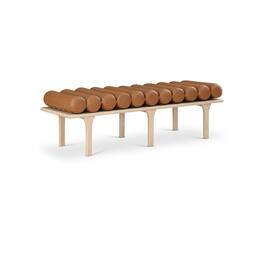 Meridian Furniture - Landon Cognac Vegan Leather Bench - Brown