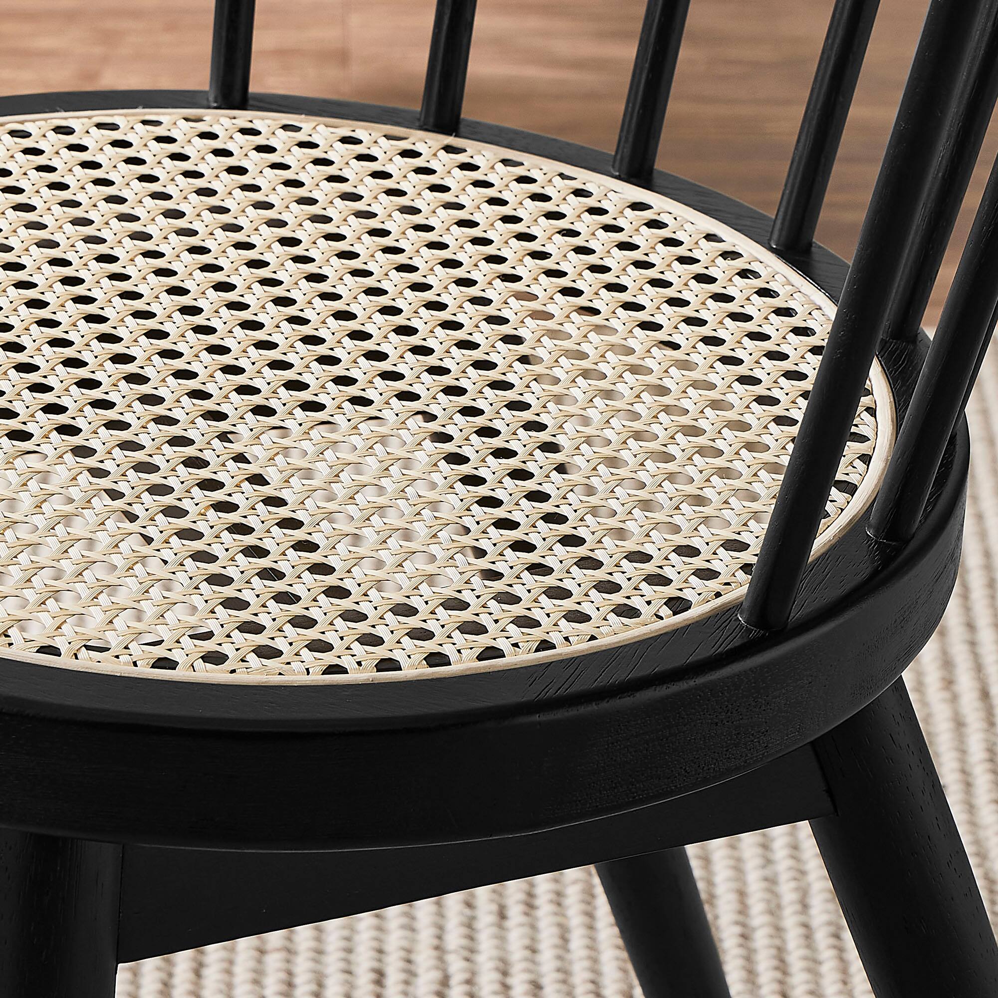 Alt View 6. Modway - Lykke Curved Spindle Back Dining Chairs Set of 2 by Modway - Black.