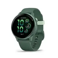 Garmin - vívoactive 6 GPS Smartwatch 42 mm Fiber-reinforced polymer - Metallic Jasper Green with Jasper Green Band - Front_Zoom