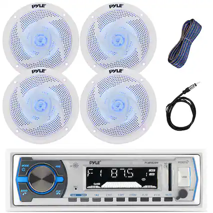 PYLE PYLE PYLE PYLE MODE BAND AMS CLK IR MIC H44 PYLE CLASS 1 875 2 INT 3 RPT 4 ROM PLMRB29W CARD 5-10 5 6 +50 S0 & MUTE RESET USB AUX
