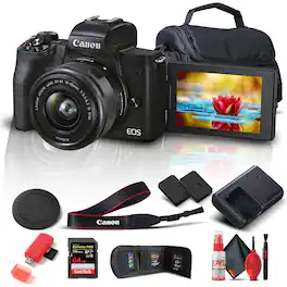 Canon - EOS M50 Mark II Mirrorless Camera W/ 15-45mm Lens Base Bundle (International Version) (International Model)