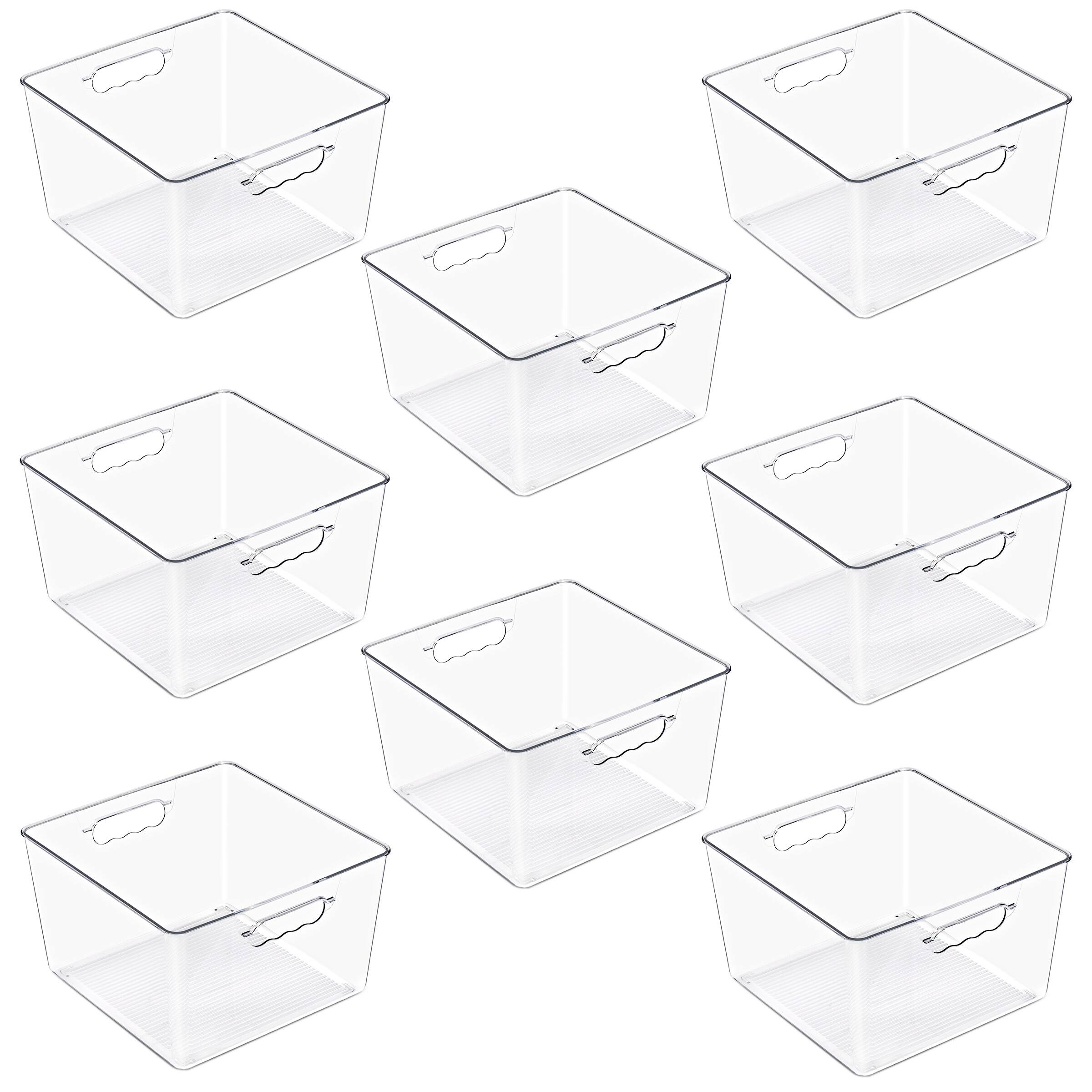 Alt View 3. Sorbus - Sorbus Clear Cube Storage Bins, 8 Pack Large Square Organizer Bins with Handles – Stackable Plastic Storage Containers - Clear.