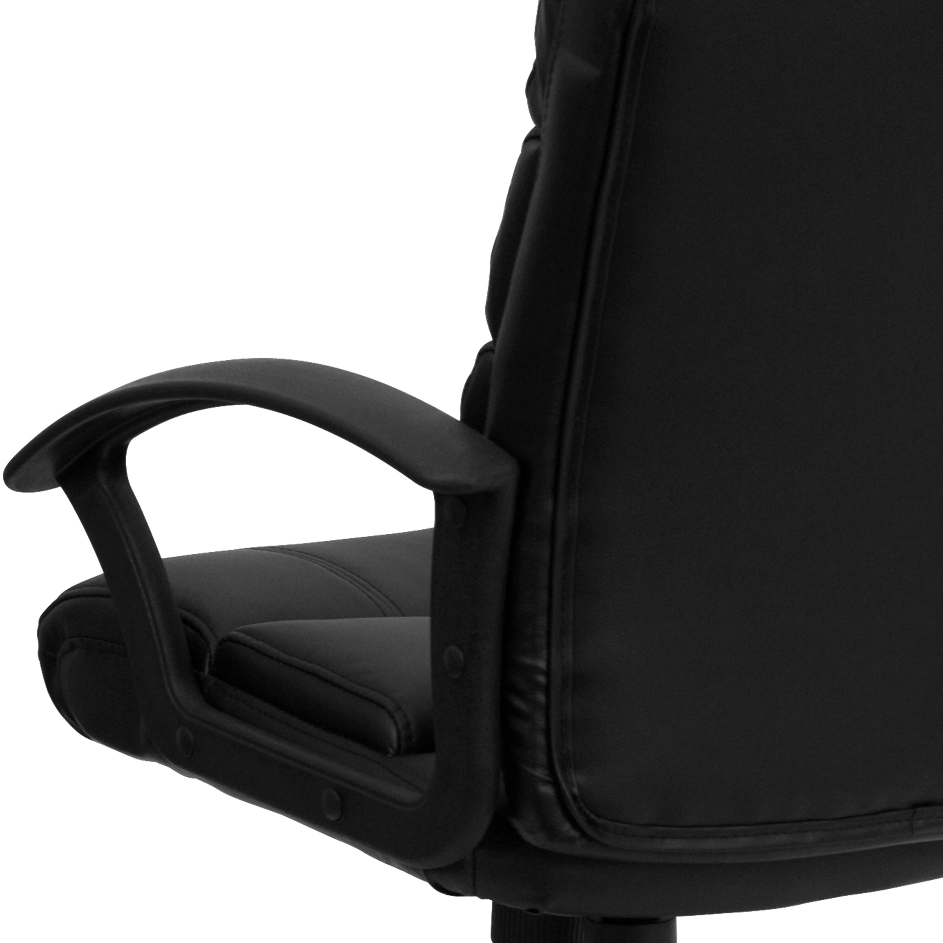 Alt View 9. Emma + Oliver - Mid-Back Leather Swivel Task Office Chair with Accent Divided Back and Arms - Black.