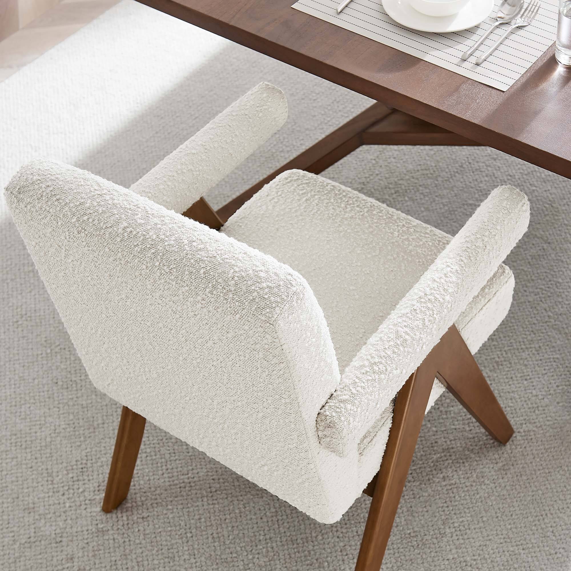 Alt View 6. Modway - Lyra Boucle Fabric Dining Room Chair Set of 2 by Modway - White.