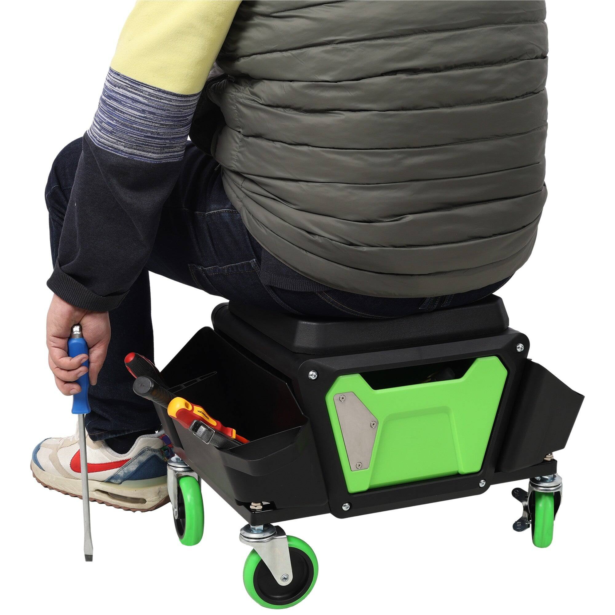 Alt View 4. Boyel Living - 330 Lbs Capacity Green Black Mechanics Creeper with Wheels Soft Rubber Cushion - Green.