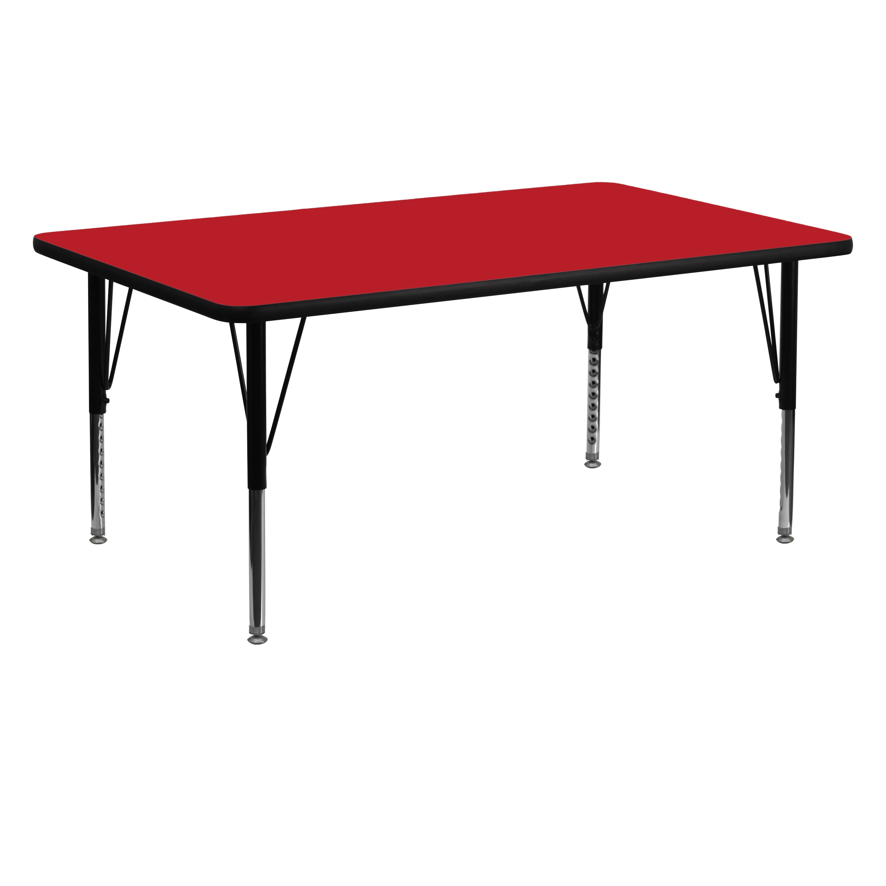 Emma + Oliver - 24x60 Rectangle HP Laminate Adjustable Preschool Activity Table - Red