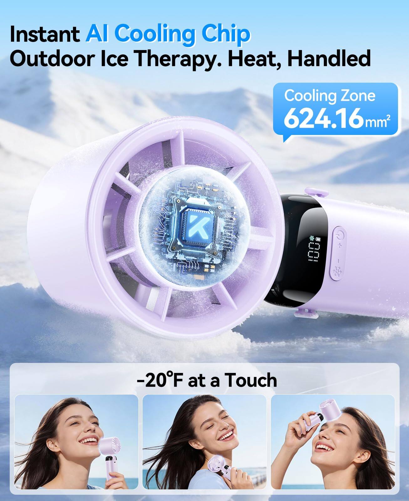 Instant AI Cooling Chip Outdoor Ice Therapy. Heat, Handled Cooling Zone 624.16mm². -20°F at a Touch