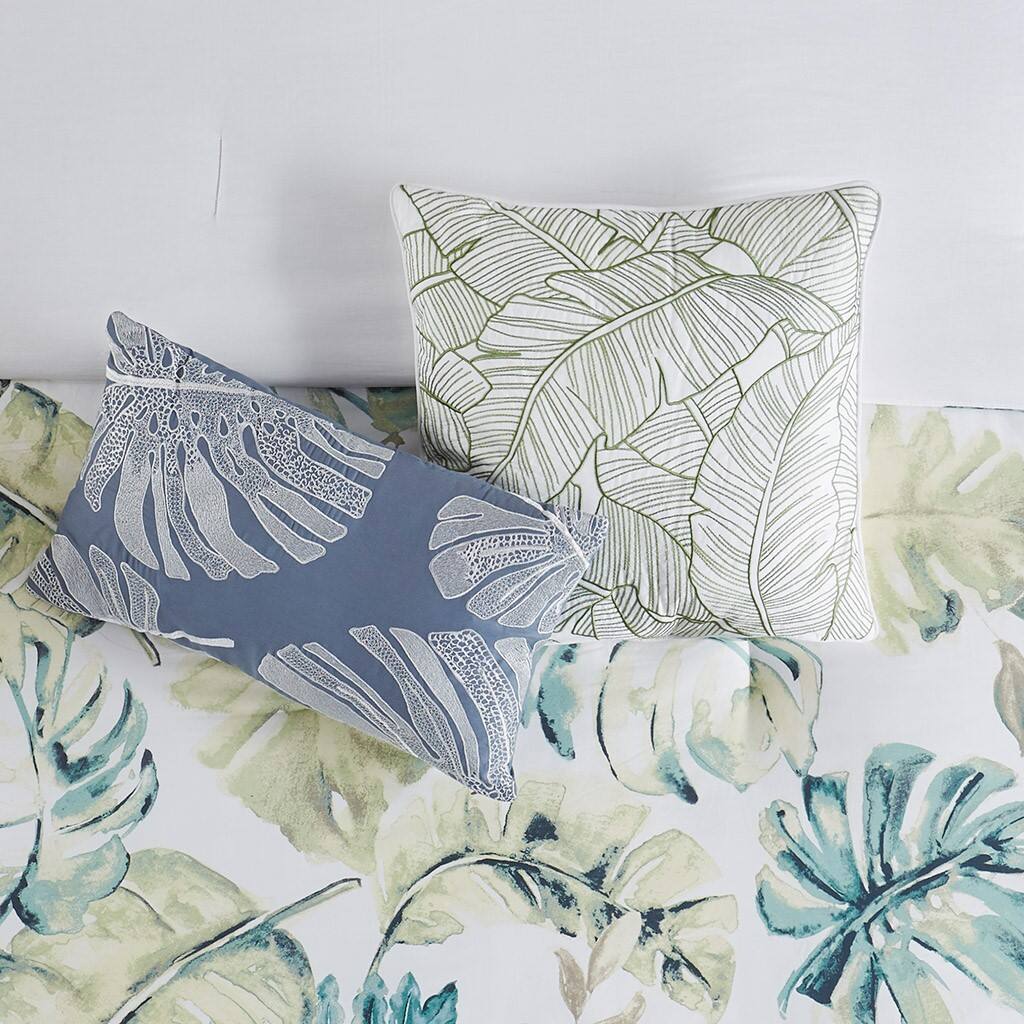Alt View 1. Gracie Mills - Gracie Mills Cordell Tropical Paradise Cotton 6-Piece Comforter Set - White/Blue.