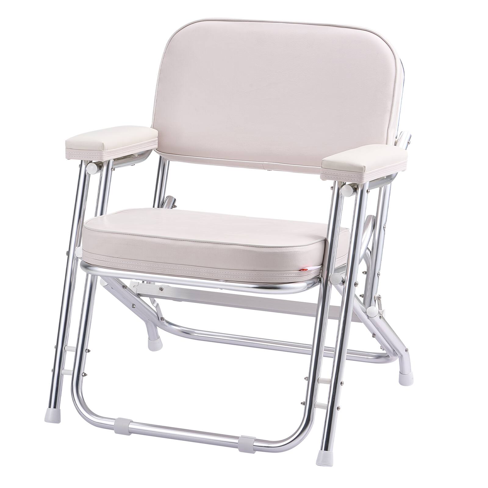 Alt View 5. VEVOR - Boat Seat, Folding Deck Chair Boat Seat with Aluminum Alloy Frame, Thickened Sponge Cushion & Waterproof PVC Leather - White.