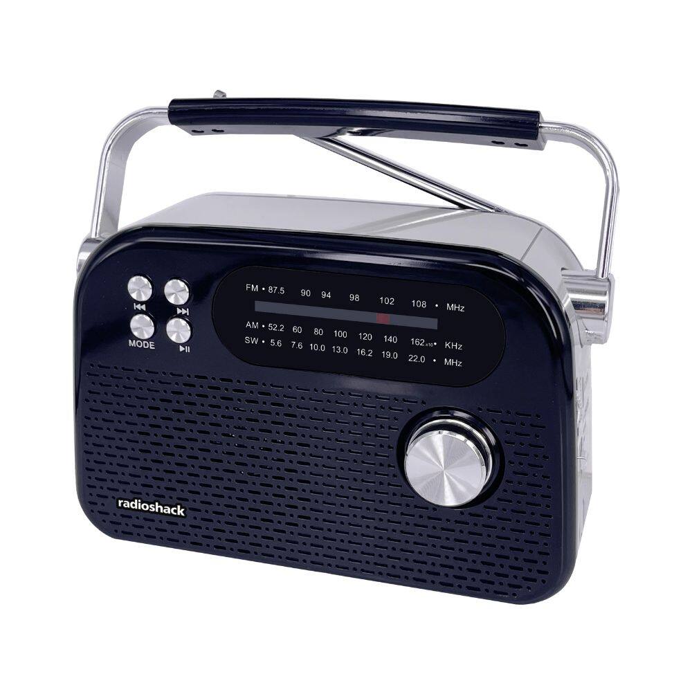 RadioShack - AM/FM/SW 3-Band Vintage Radio with Bluetooth Function and USB/TF Ports - Black