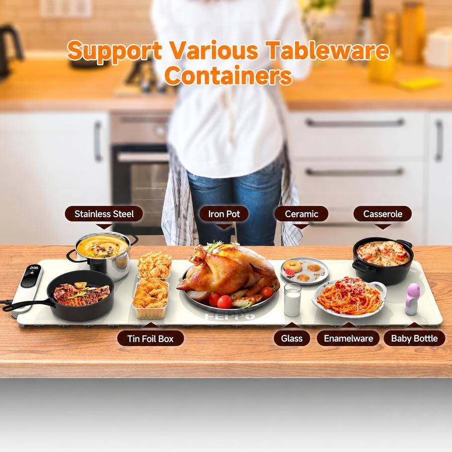 Support Various Tableware Containers

- Stainless Steel
- Iron Pot
- Ceramic
- Casserole
- Tin Foil Box
- Glass
- Enamelware
- Baby Bottle