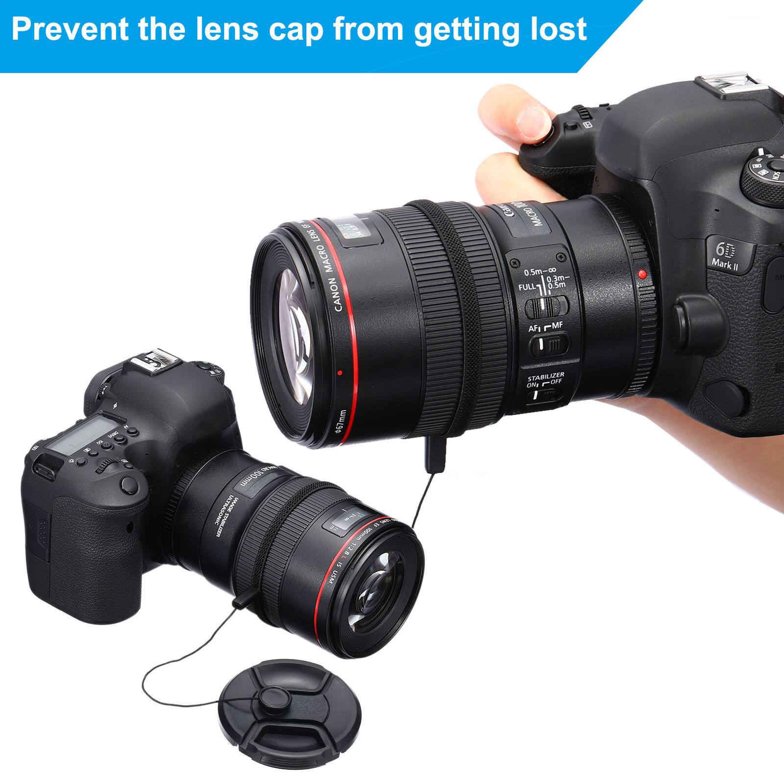 Prevent the lens cap from getting lost

LENS MACRO CANON
0.5m-0.5m
3m- FULL
AFI FMF
6D Mark II
EIM CDO
067mm
USAR STARLIZER
APER
DNy