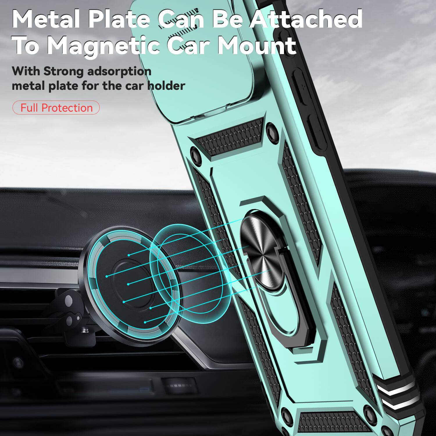 Metal Plate Can Be Attached To Magnetic Car Mount

With Strong adsorption metal plate for the car holder

Full Protection