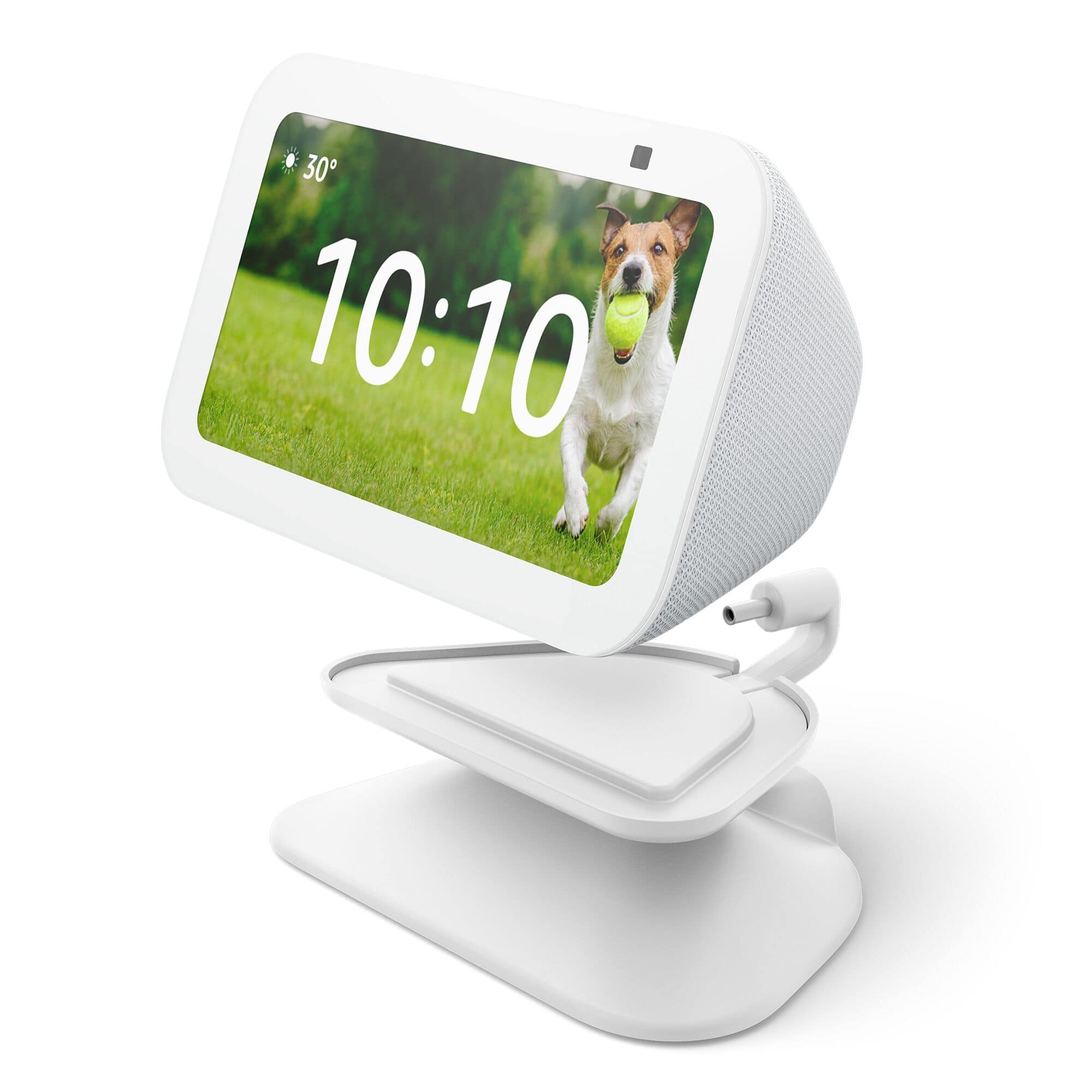 Front. Amazon - Stand for Echo Show 5 (3rd Gen) - Adjustable stand with USB-C Charging Port (Echo Show not included) - Glacier White.