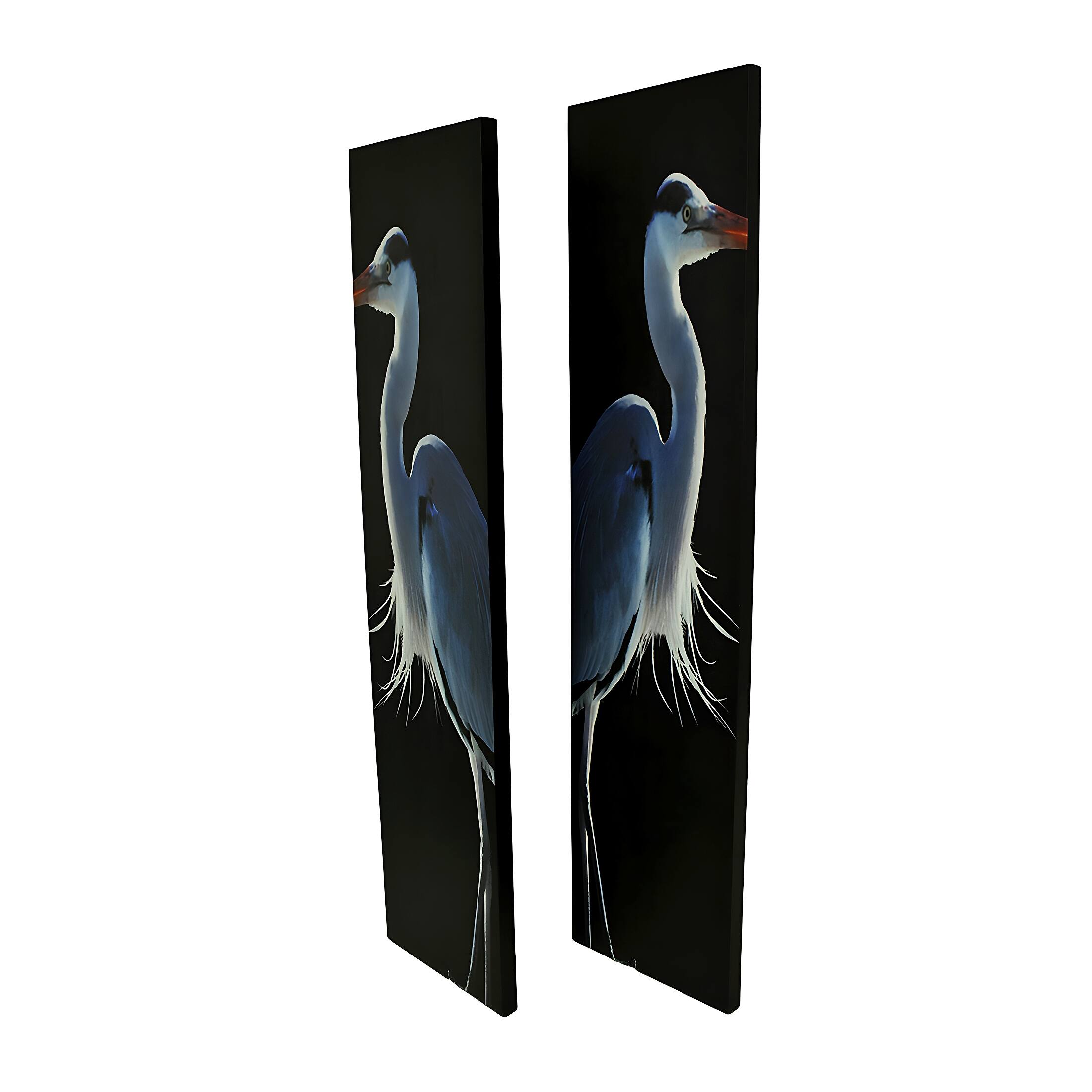Alt View 1. Zeckos - 42 in. Twin Herons Black and White Canvas Print Set - Black.