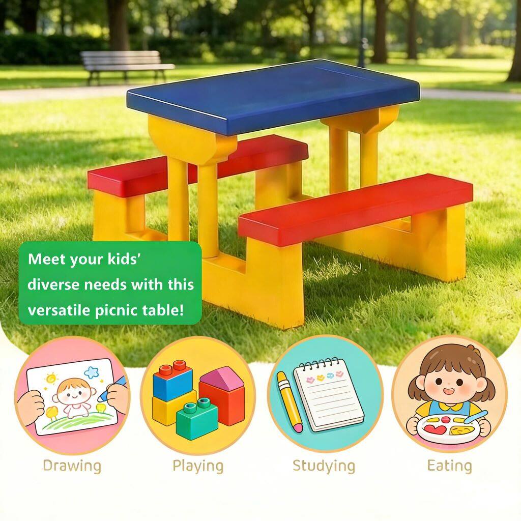 Meet your kids' diverse needs with this versatile picnic table!

- Drawing
- Playing
- Studying
- Eating