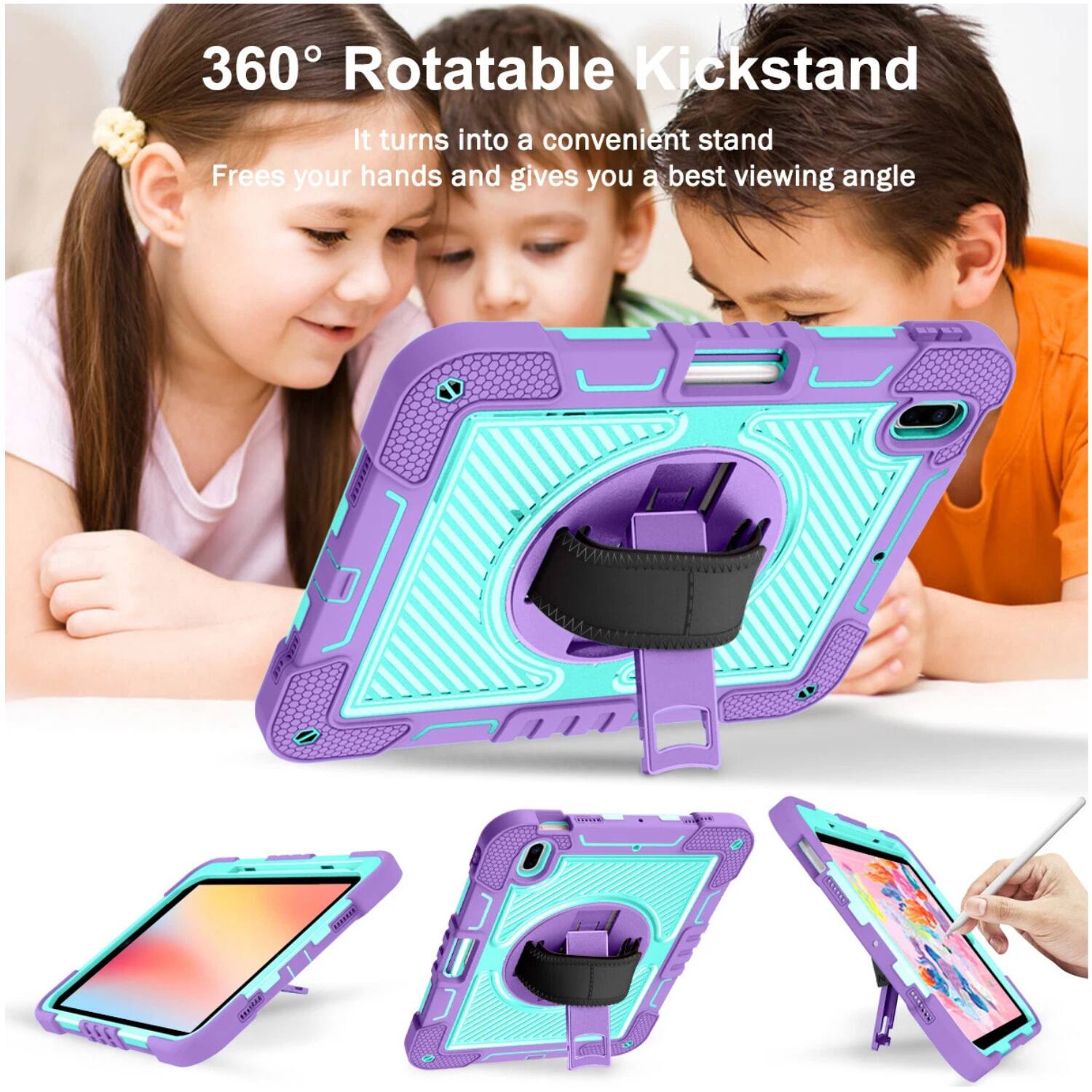 360° Rotatable Kickstand  
It turns into a convenient stand  
Frees your hands and gives you a best viewing angle