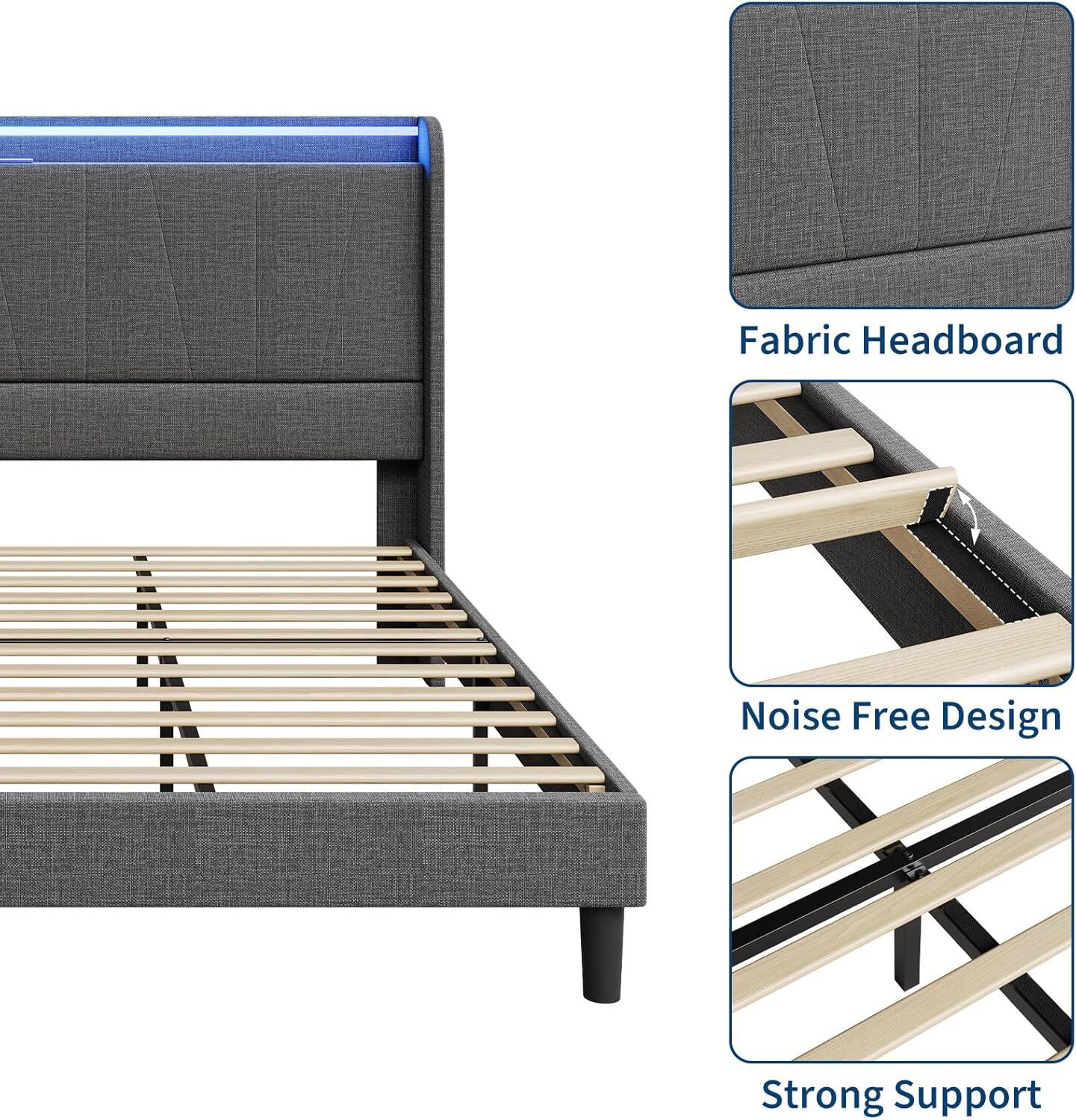 Fabric Headboard  
Noise Free Design  
Strong Support