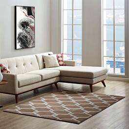 Modway - Beltara Chain Link Transitional Trellis Area Rug - Dark Tan and Beige