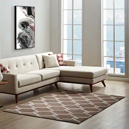 Front. Modway - Beltara Chain Link Transitional Trellis Area Rug - Dark Tan and Beige.