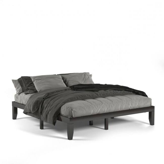 Left. Hivvago - Hivvago 14 Inch Modern Rubberwood Platform Bed in King Size - Black/Beige.