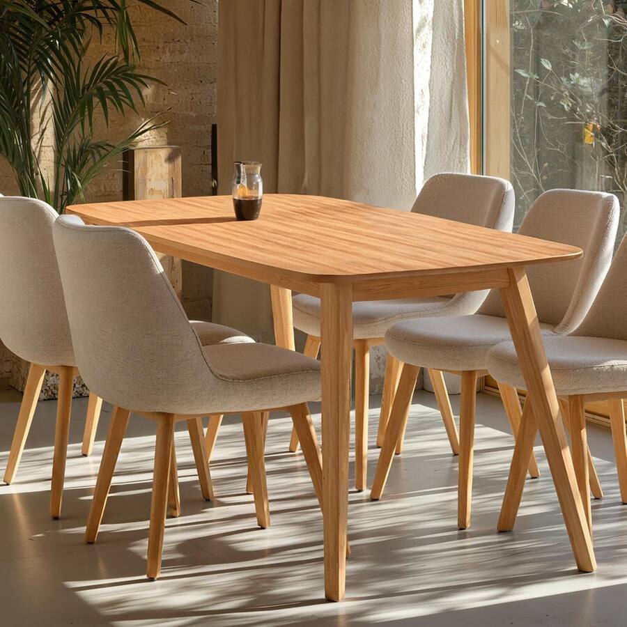 Acanva Modern Rectangular Dining Table for 6, Farmhouse Kitchen Dinner ...