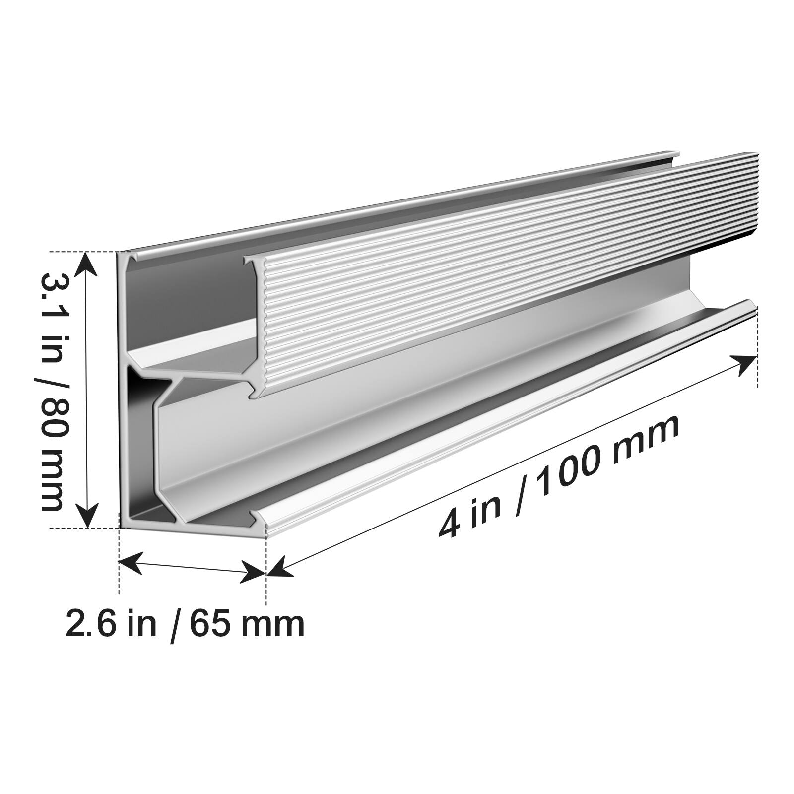 3.1 in / 80 mm  
4 in / 100 mm  
2.6 in / 65 mm