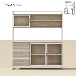 FUFU & GAGA - FUFU&GAGA Modern Industrial Storage Hutch: Multi - Space Organizer - White