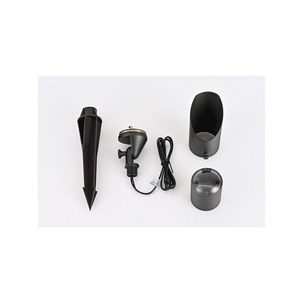Left. Elitco Lighting - Outdoor 12V Cast Brass Spot Light, 2.25 inch Wide x 8 inch High - Dark Bronze.