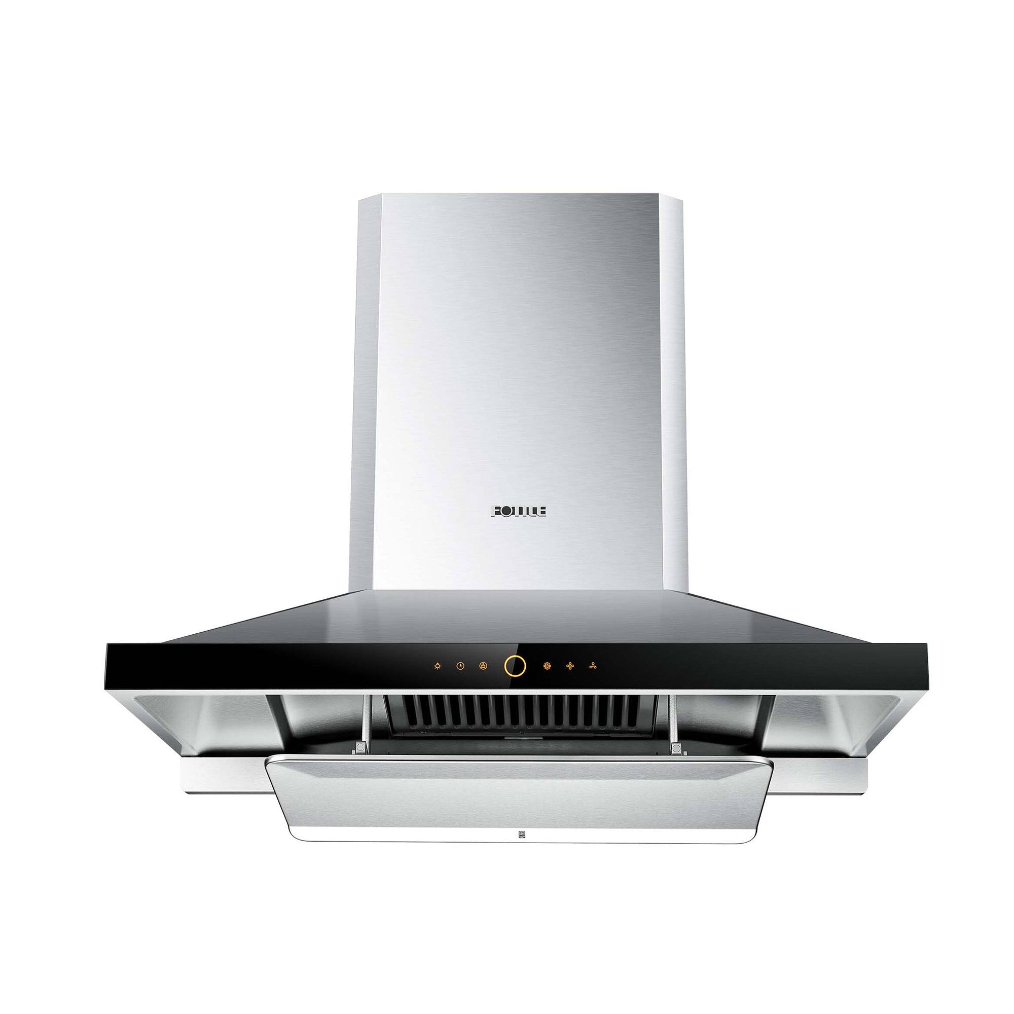 Angle. FOTILE - FOTILE 36" 1000 CFM Wall Mount Range Hood with Touchscreen in Stainless Steel - stainless steel.