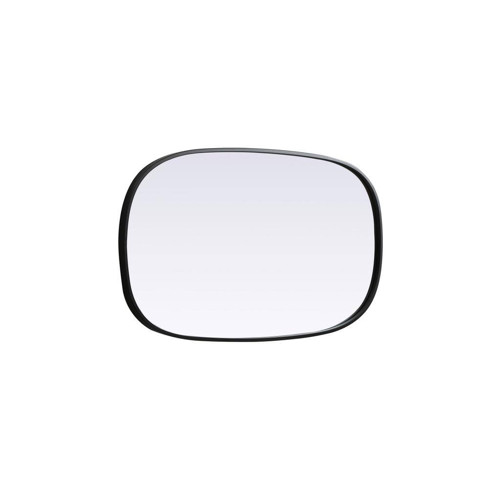 Left. Elegant Decor - Metal Frame Oval Mirror 20x36 Inch in Black - Black.